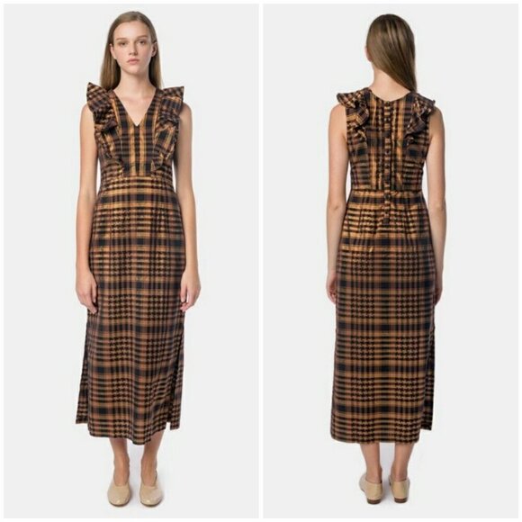 💕ACE & JIG💕 Magdalena Reversible Dress ~ St. Honore Gold Plaid Medium M NWOT - Picture 1 of 14